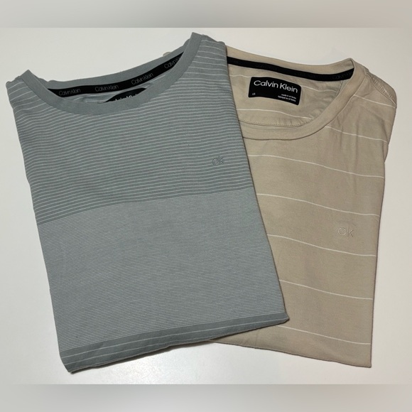 Calvin Klein Light Gray and beige Striped Tee (two) - Picture 8 of 8